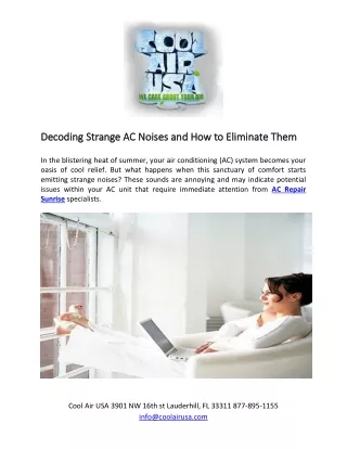 Decoding Strange AC Noises and How to Eliminate Them