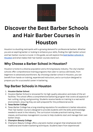 Discover the Best Barber Schools and Hair Barber Courses in Houston