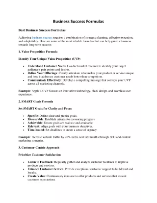 business success formulas