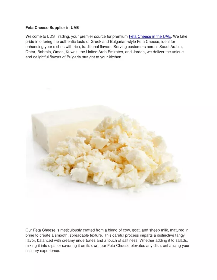 feta cheese supplier in uae