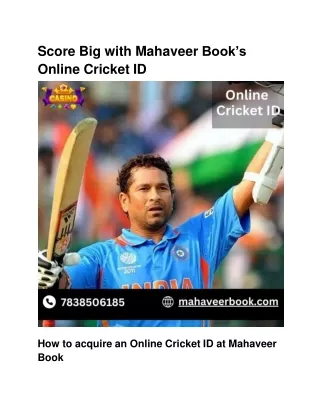 Score Big with Mahaveer Book’s Online Cricket ID