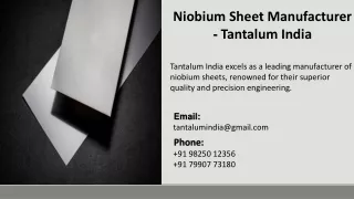 Niobium Sheet Manufacturer  - Tantalum India