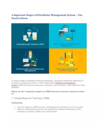 4 Important Stages of Distributor Management System