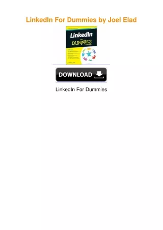 LinkedIn For Dummies by Joel Elad