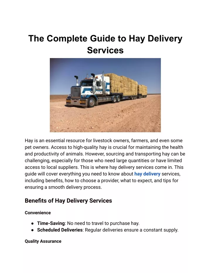 the complete guide to hay delivery services