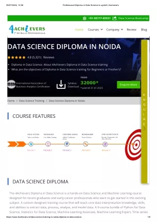 Diploma in Data Science Course in Noida - 4achievers