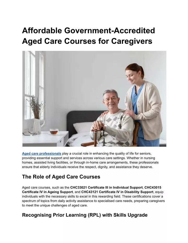 Ppt - Affordable Government-accredited Aged Care Courses For Caregivers 