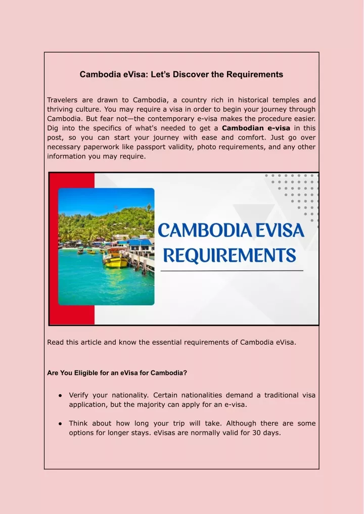 cambodia evisa let s discover the requirements