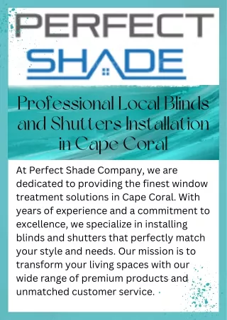 Local Blinds and Shutters Installation in Cape Coral  Perfect Shade Company