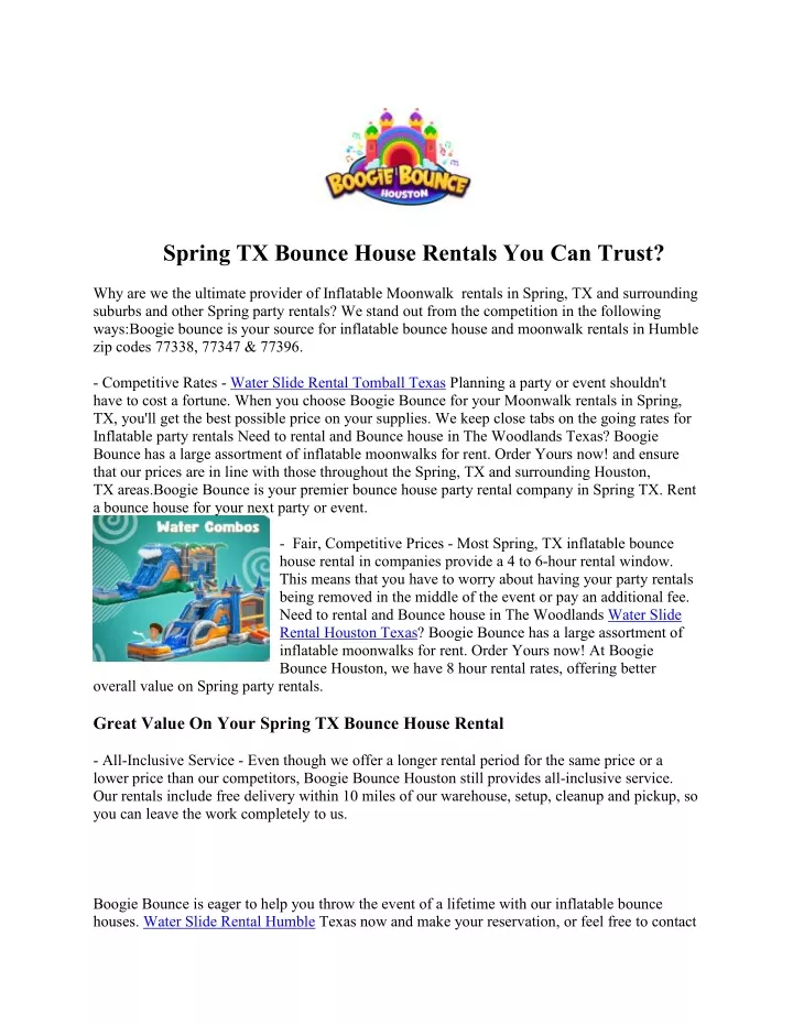 spring tx bounce house rentals you can trust