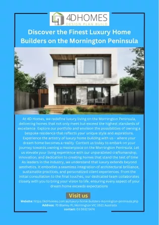 Discover the Finest Luxury Home Builders on the Mornington Peninsula