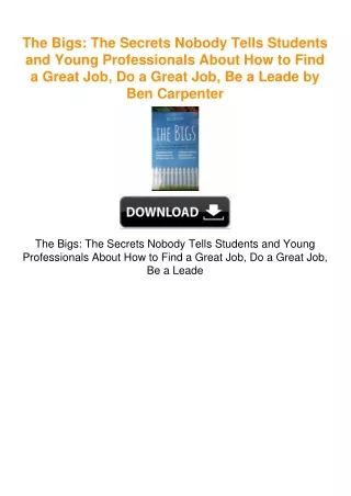 The Bigs: The Secrets Nobody Tells Students and Young Professionals About