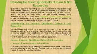 resolving the issue quickbooks outlook is not responding
