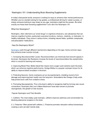 nootropics 101 understanding brain boosting