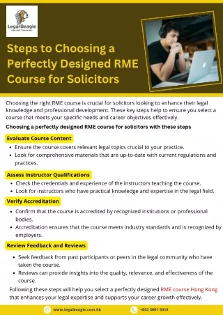 Steps to Choosing a Perfectly Designed RME Course for Solicitors