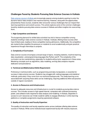 challenges faced by students pursuing data