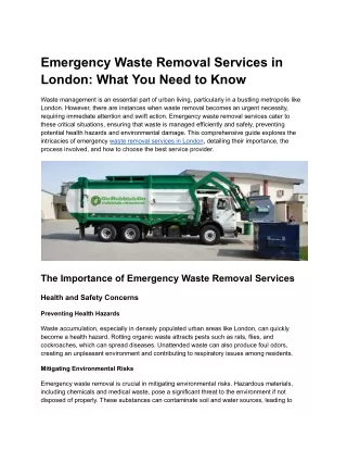 emergency waste removal services in london what