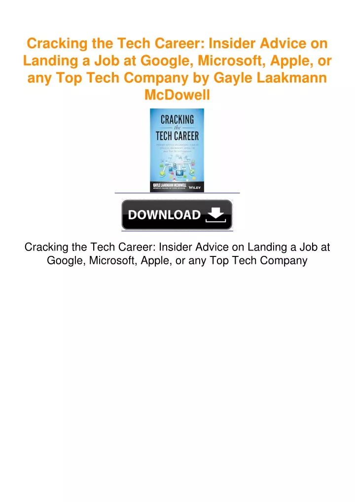 PPT - Cracking The Tech Career: Insider Advice On Landing A Job At ...