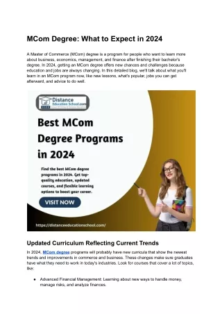 mcom degree what to expect in 2024