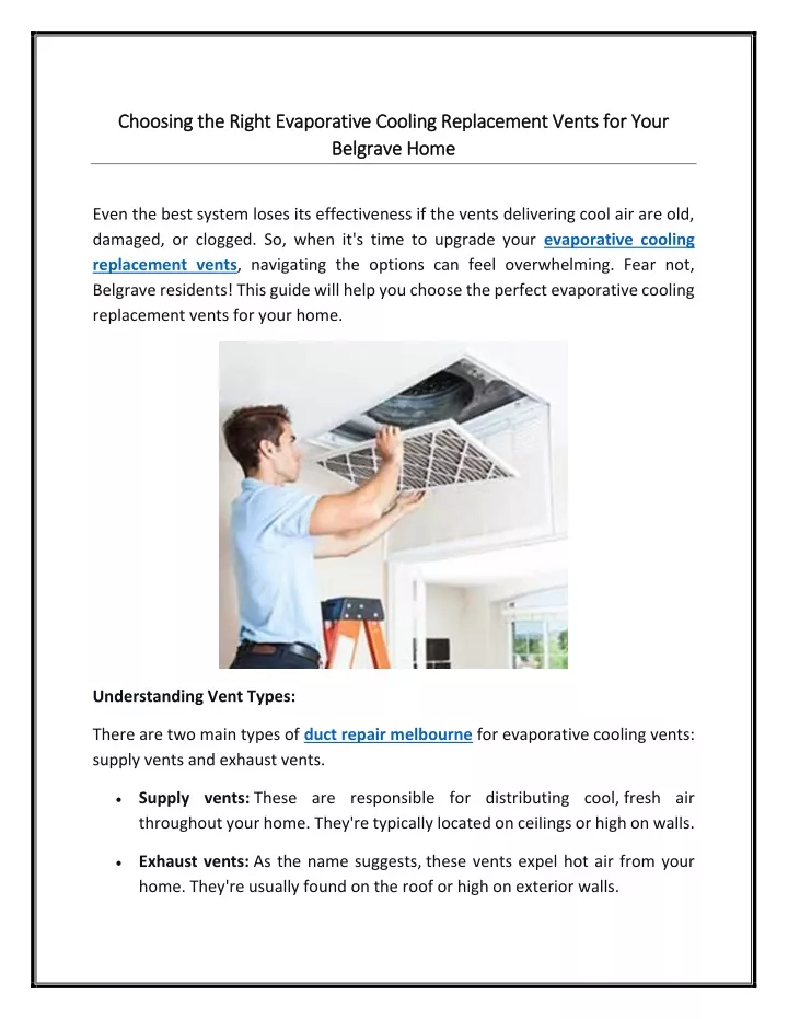 choosing the right evaporative cooling