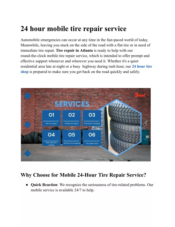 24 hour mobile tire repair service