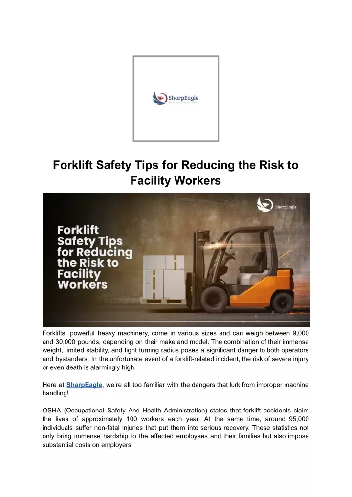 forklift safety tips for reducing the risk