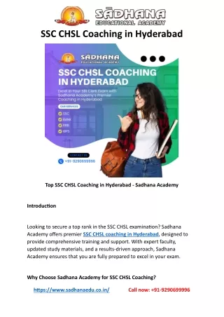 SSC CHSL Coaching in Hyderabad