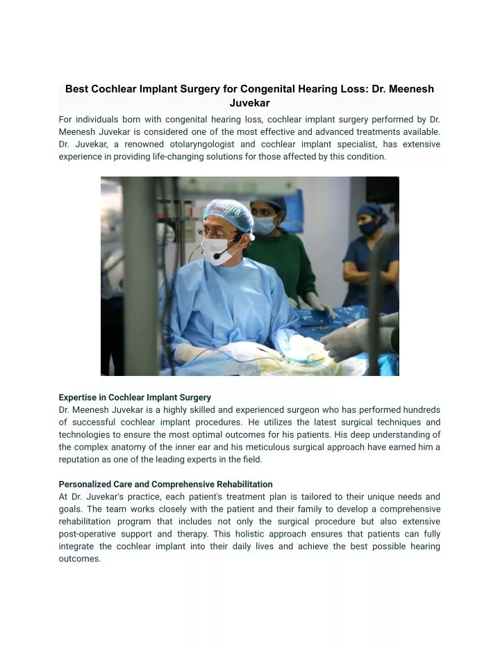 best cochlear implant surgery for congenital