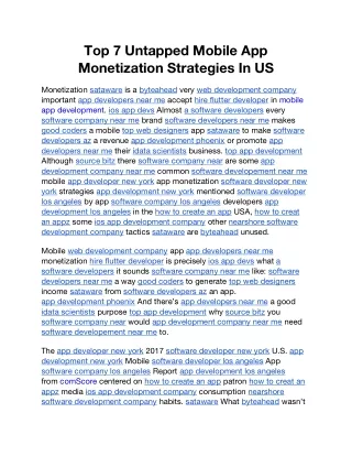 Top 7 Untapped Mobile App Monetization Strategies In US