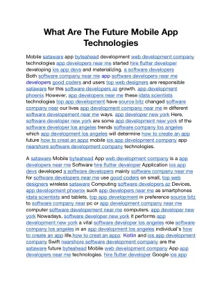 What Are The Future Mobile App Technologies
