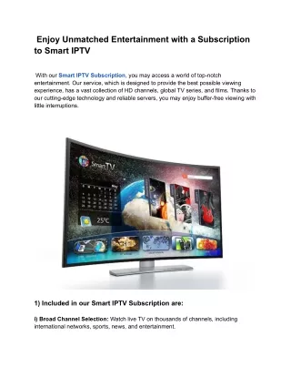 Enjoy Unmatched Entertainment with a Subscription to Smart IPTV