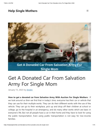 Get A Donated Car From Salvation Army For Single Mom