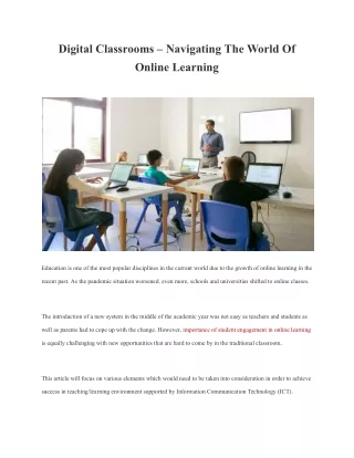 Importance of student engagement in online learning