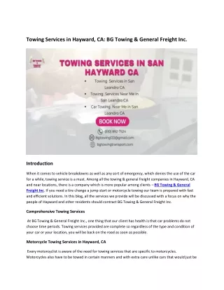 Towing Services in Hayward