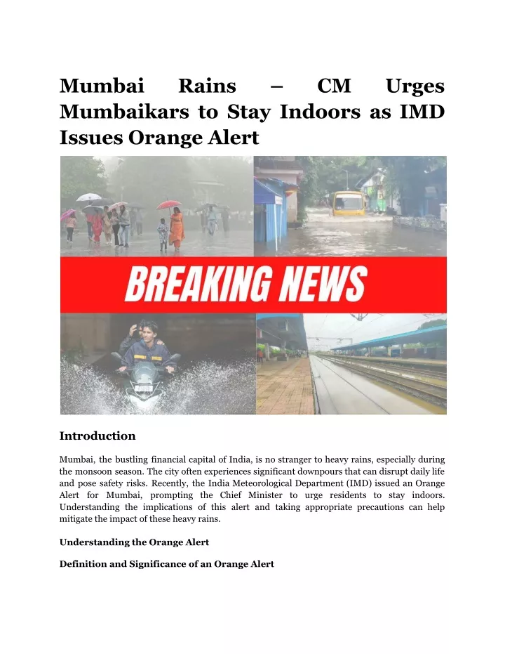 mumbai mumbaikars to stay indoors as imd issues