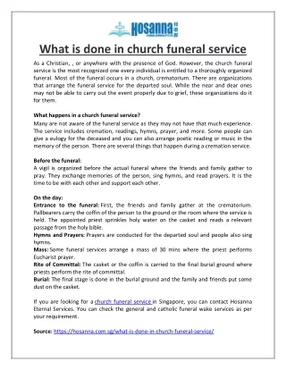 What is done in church funeral service