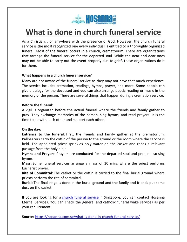 what is done in church funeral service