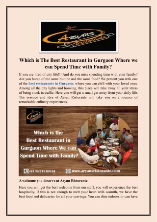 Best Family Restaurants in Sector 47 Gurgaon