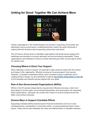 uniting for good together we can achieve more