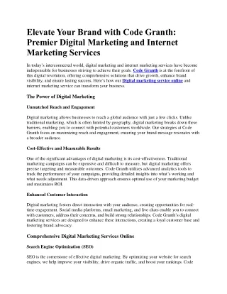 Digital marketing service online with Code Granth