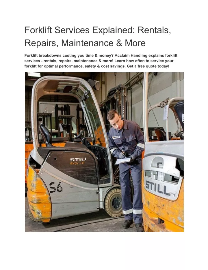 forklift services explained rentals repairs