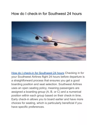 how do i check in for southwest 24 hours