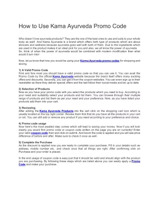 How to use kama ayurveda product