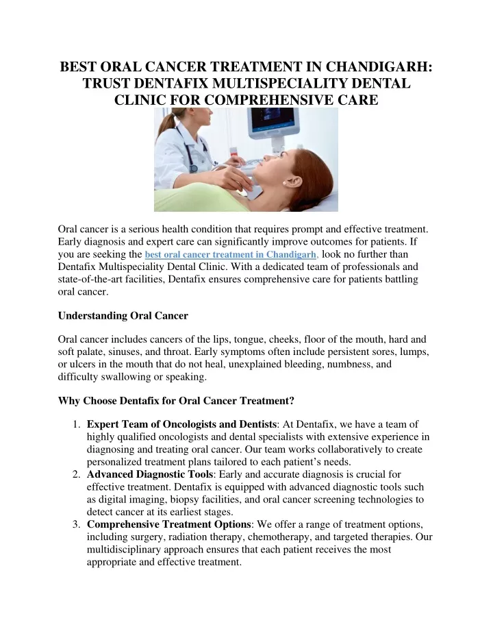 best oral cancer treatment in chandigarh trust