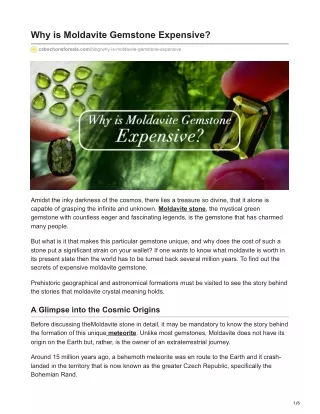 why is moldavite gemstone expensive
