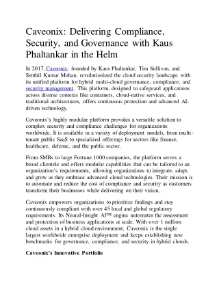 Caveonix: Delivering Compliance, Security, and Governance with Kaus Phaltankar i