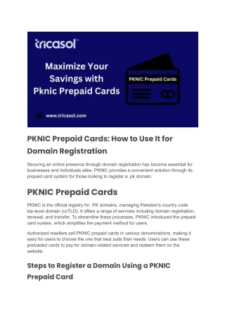 PKNIC Prepaid Cards: How to Use It for Domain Registration