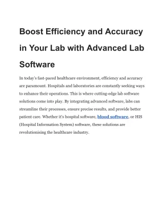 Boost Efficiency and Accuracy in Your Lab with Advanced Lab Software
