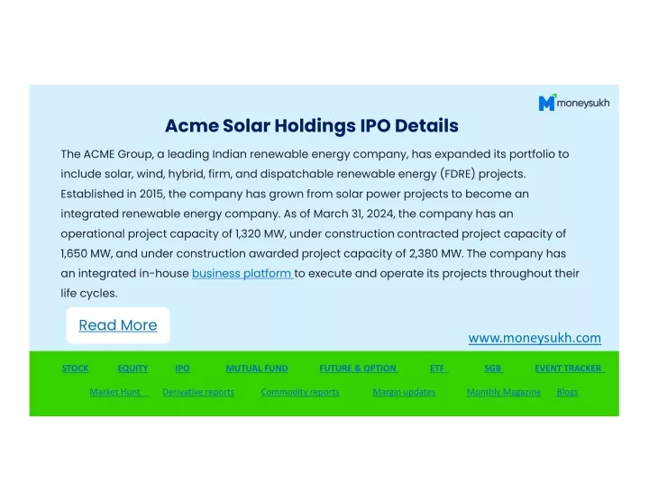 acme solar holdings ipo details