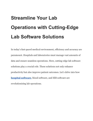streamline your lab